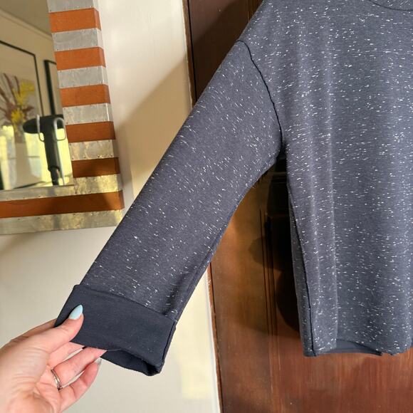 VINCE | Navy Blue Speckle Crew Neck French Terry Sweatshirt Zipper back | Small - Picture 3 of 5